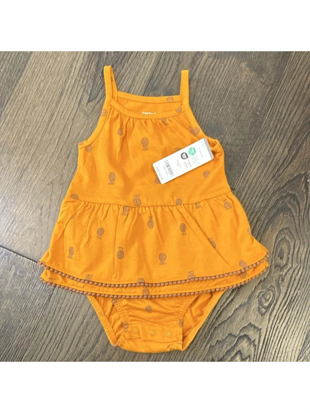 Carter's Baby Girl Orange Pineapple Print Dress Bodysuit 12M